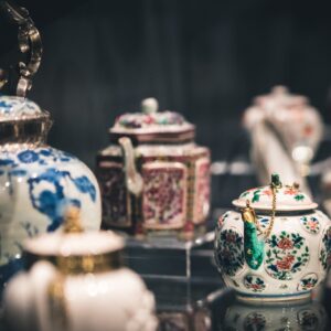 selection of porcelain tea pots