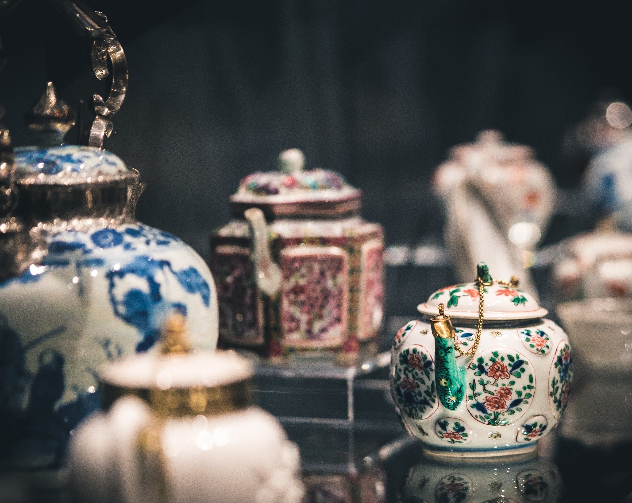 selection of porcelain tea pots