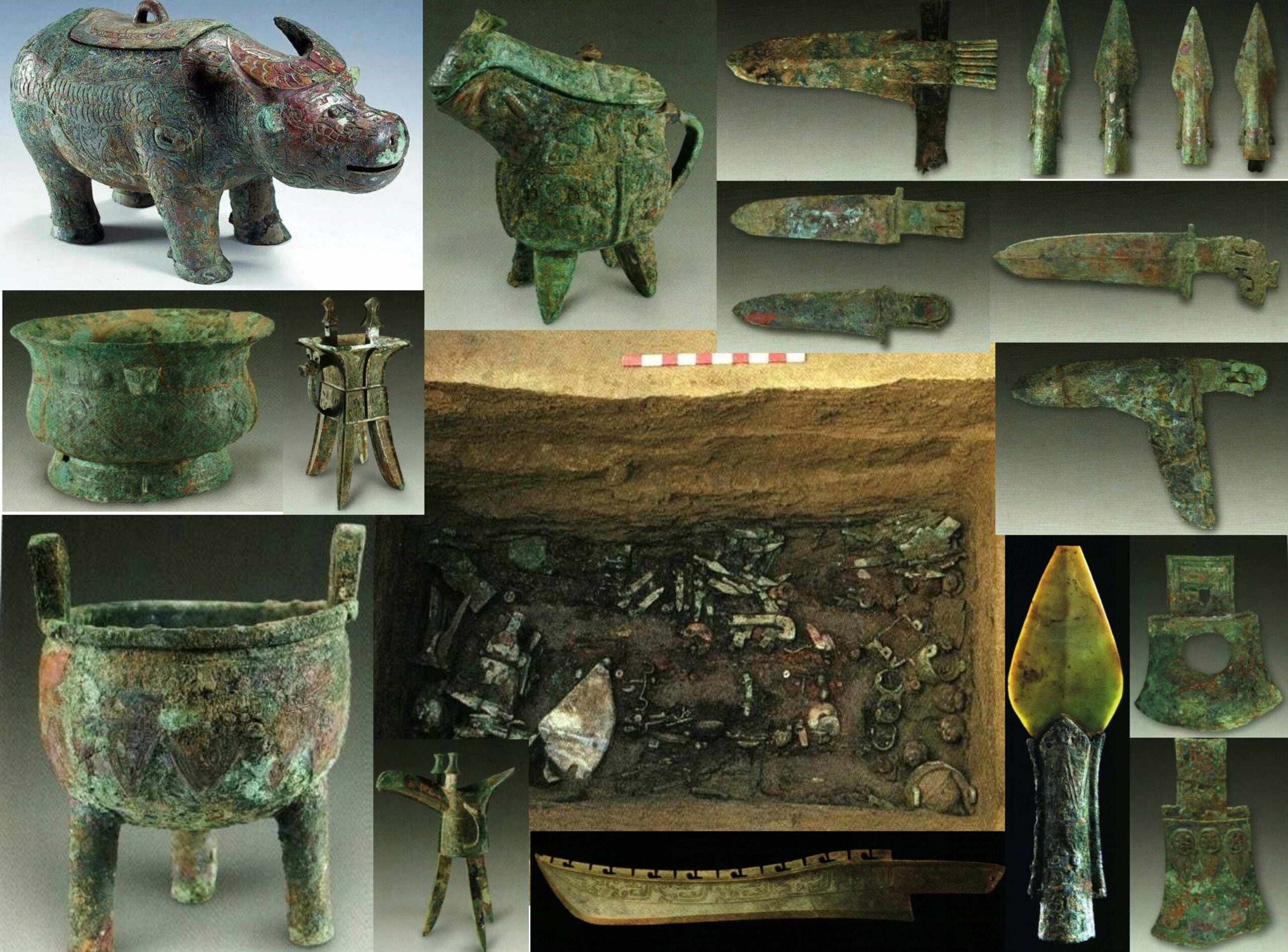 Selection of bronze items unearthed from the Yinxu site, late Shang dynasty