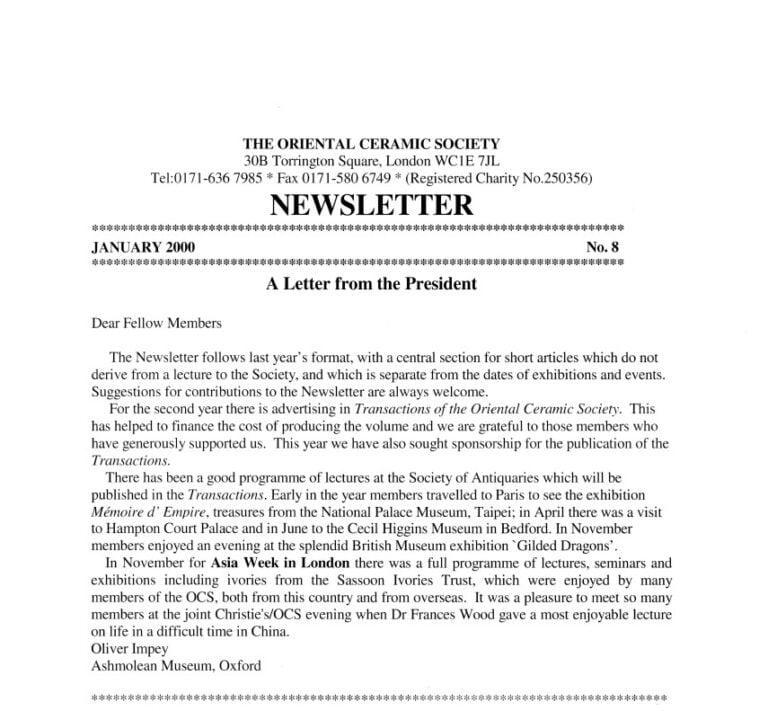 Cover of the OCS Newsletter No. 8 January 2000