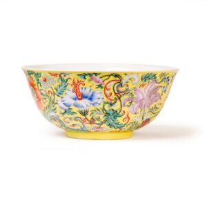 A yellow-ground Daoguang bowl with flowers