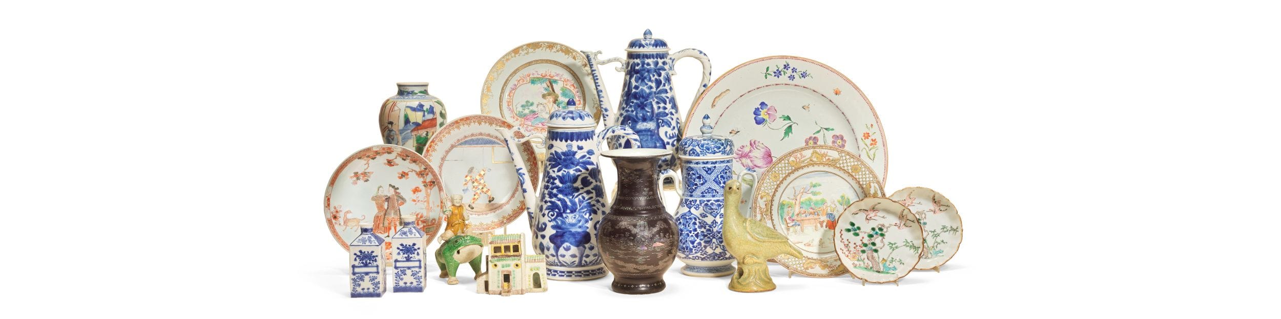 selection of ceramics from the Peter and Mary White collection on a white background