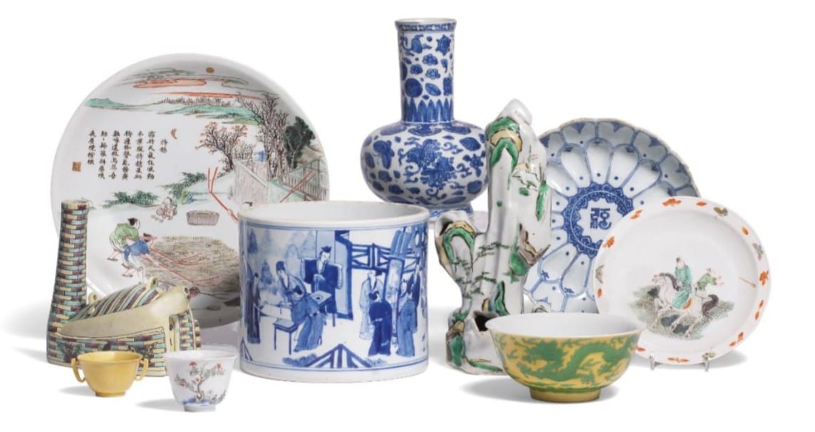 a group of 10 Chinese ceramics and works of art